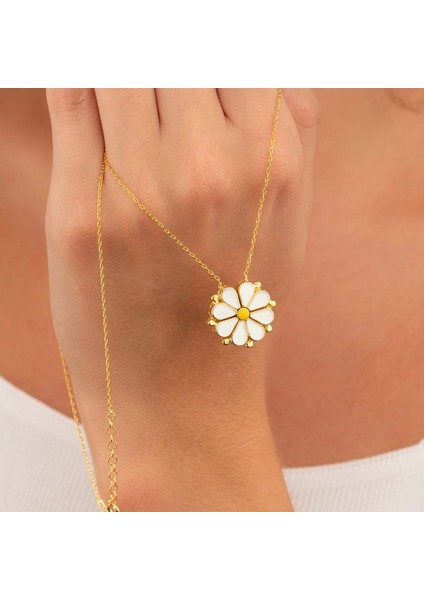 Açılıp Kapanır 2 Kullanımlı Papatya Gümüş Kolye Gold modelleri