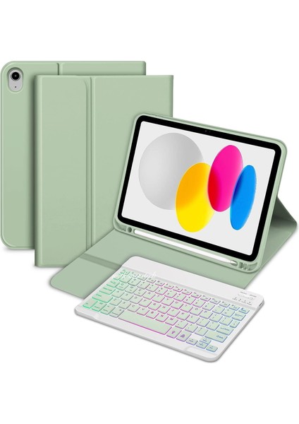 Apple Ipad Air 4 ve 5 Nesil 10.9 Inç Tablet Klavyeli Kılıf Bluetoot Özellikli Kalem Bölmeli Standlı Manyetik Klavye