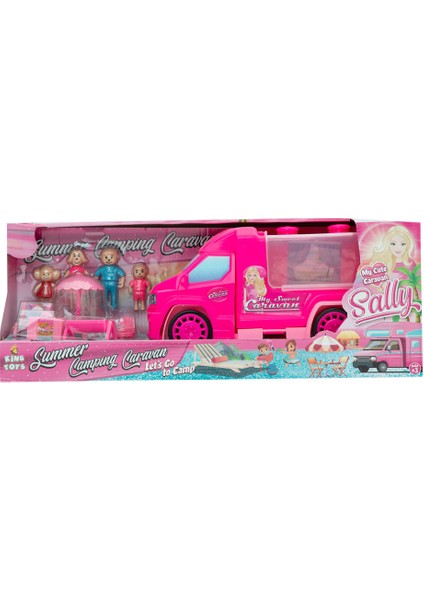 Sally Karavan Kamp Seri̇si̇ Fi̇gürlü Oyun Seti̇ Koyu Pembe