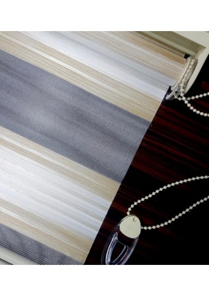 Lux Bambu Keten Plise Renk Geçişli Zebra Stor Perde Alüminyum Kasalı Yüksek Kaliteli - Beyaz, Bej