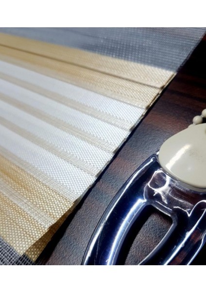Lux Bambu Keten Plise Renk Geçişli Zebra Stor Perde Alüminyum Kasalı Yüksek Kaliteli - Beyaz, Bej