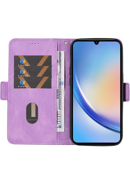 Samsung Galaxy A25 5g Pu Deri Telefon Kılıfı Eşkenar Dörtgenli Basılı Stand Flip Cüzdan Telefon Kapağı (Yurt Dışından)