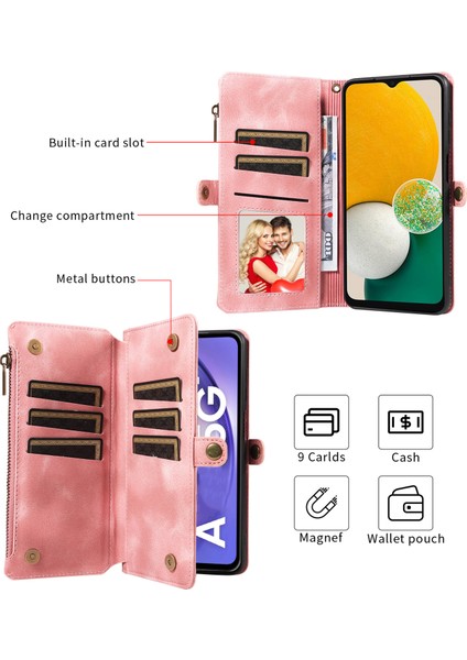 Samsung Galaxy A13 5g / A04S 4g Fermuarı Cep Cüzdan Stand Deri Telefon Kılıfı (Yurt Dışından)