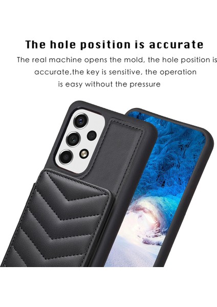 Samsung Galaxy A13 Manyetik Snap Düğmesi Telefon Vaka Kickstand Tpu+Pu Deri Telefon Kart Tutucu ile (Yurt Dışından)