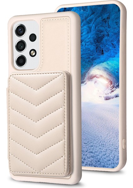 Samsung Galaxy A13 Manyetik Snap Düğmesi Telefon Vaka Kickstand Tpu+Pu Deri Telefon Kart Tutucu ile (Yurt Dışından)