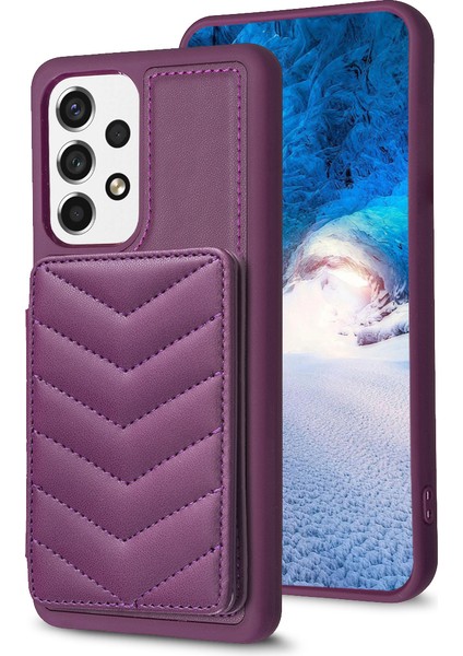 Samsung Galaxy A13 Manyetik Snap Düğmesi Telefon Vaka Kickstand Tpu+Pu Deri Telefon Kart Tutucu ile (Yurt Dışından)