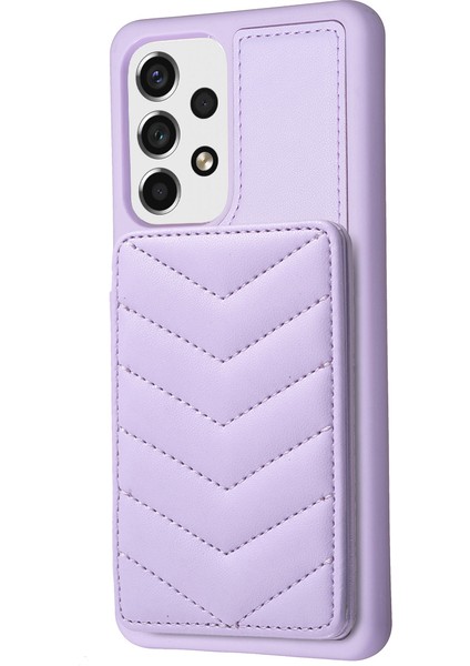 Samsung Galaxy A13 Manyetik Snap Düğmesi Telefon Vaka Kickstand Tpu+Pu Deri Telefon Kart Tutucu ile (Yurt Dışından)