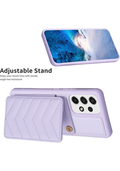 Samsung Galaxy A13 Manyetik Snap Düğmesi Telefon Vaka Kickstand Tpu+Pu Deri Telefon Kart Tutucu ile (Yurt Dışından)