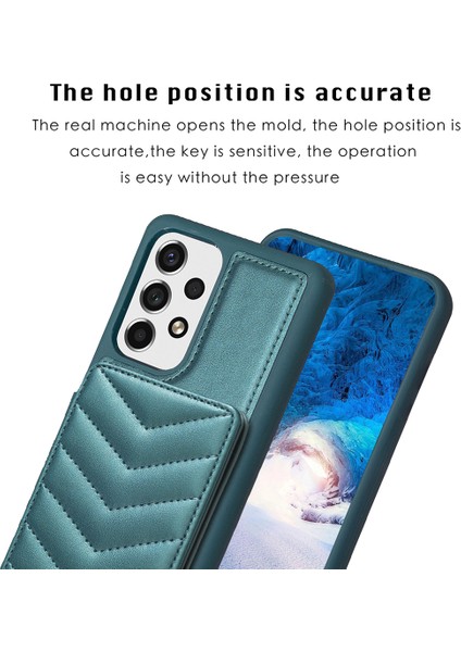 Samsung Galaxy A13 Manyetik Snap Düğmesi Telefon Vaka Kickstand Tpu+Pu Deri Telefon Kart Tutucu ile (Yurt Dışından)
