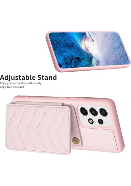 Samsung Galaxy A13 Manyetik Snap Düğmesi Telefon Vaka Kickstand Tpu+Pu Deri Telefon Kart Tutucu ile (Yurt Dışından)