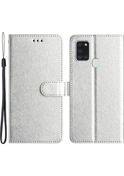 Samsung Galaxy A21S Folio Flip Deri Cüzdan Stand Kabuğu Ipek Doku Kılıfı (Yurt Dışından)