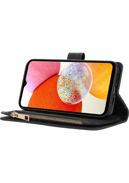 Samsung Galaxy A22 5g Deri Telefon Kılıfı Zipper Ceb ile Çoklu Kart Yuvaları Kapak (Yurt Dışından)