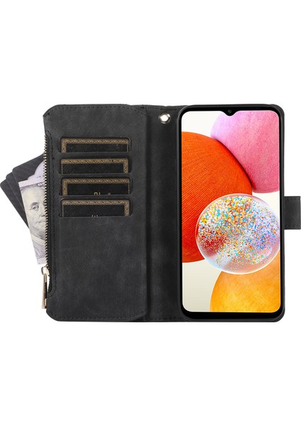 Samsung Galaxy A22 5g Deri Telefon Kılıfı Zipper Ceb ile Çoklu Kart Yuvaları Kapak (Yurt Dışından)