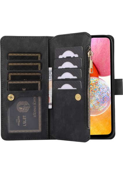 Samsung Galaxy A22 5g Deri Telefon Kılıfı Zipper Ceb ile Çoklu Kart Yuvaları Kapak (Yurt Dışından)