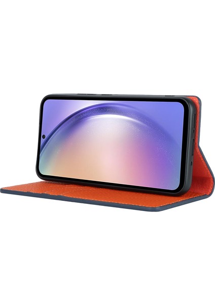 Samsung Galaxy A54 5g Inek Deri Flip Case Litchi Doku Cüzdan Stand Telefon Kapağı (Yurt Dışından)