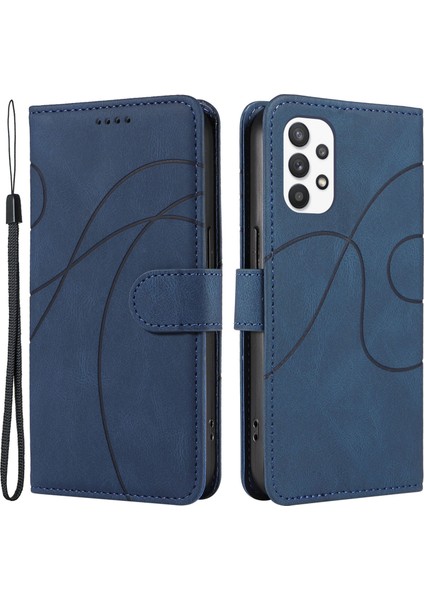 Samsung Galaxy A32 5g / M32 5g Cep Telefonu Kapağı Baskılı Kavisli Çizgi Stand Pu Deri Cüzdan Kılıfı (Yurt Dışından)
