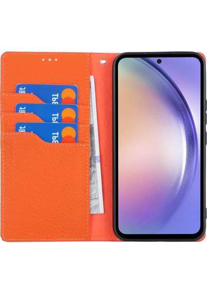 Samsung Galaxy A54 5g Inek Deri Flip Case Litchi Doku Cüzdan Stand Telefon Kapağı (Yurt Dışından)