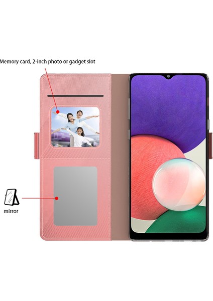 Samsung Galaxy A54 5g Esnek Tpu + Pu Deri Telefon Kılıfı Ayna Kartı Tutucu Telefon Stand Kapağı (Yurt Dışından)