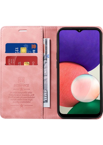 Samsung Galaxy A22 5g / A22S 5g Cüzdan Pu Deri Kabuk Rfıd Engelleme Flip Kapak Standı Telefon Kılıfı (Yurt Dışından)