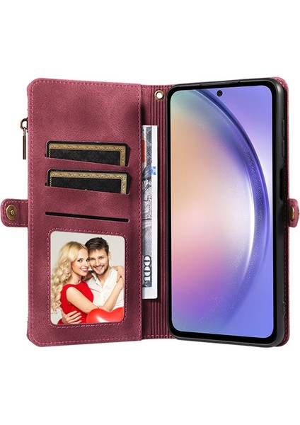 Samsung Galaxy A54 5g Fermuarı Cep Cüzdan Stand Deri Kılıf Anti-Fall Telefon Kapağı (Yurt Dışından)