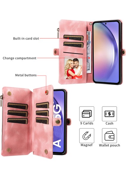 Samsung Galaxy A54 5g Fermuarı Cep Cüzdan Stand Deri Kılıf Anti-Fall Telefon Kapağı (Yurt Dışından)