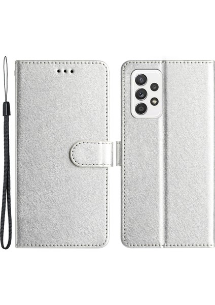 Samsung Galaxy A52 / A52S 5g Pu Deri Deri Flip Stand Cover Ipek Dokusu Telefon Cüzdan Kılıfı (Yurt Dışından)