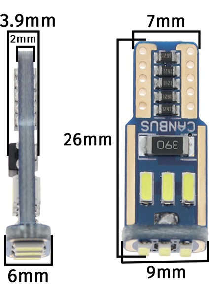 Dekoratif LED Ampul T10-24SMD 12 V Beyaz 2'li modelleri
