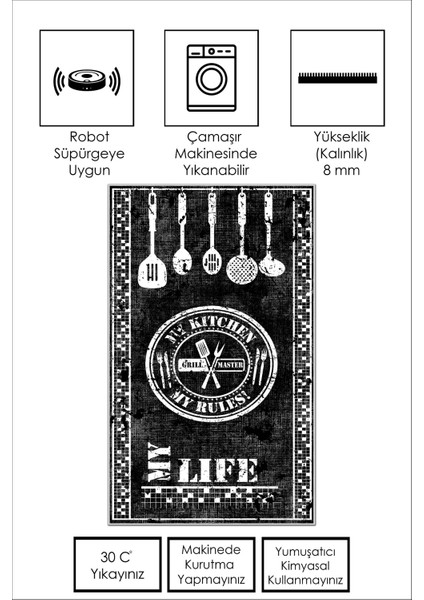 Yıkanabilir Kaymaz Leke Tutmaz Salon Halısı Mutfak Halısı Koridor Halısı Yolluk ve Paspas