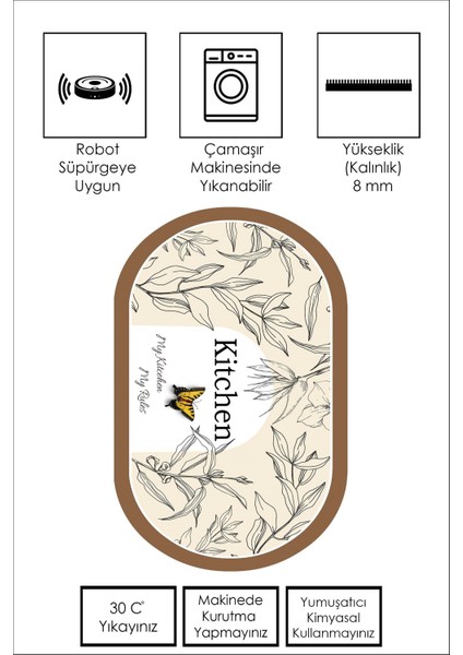 Yıkanabilir Kaymaz Leke Tutmaz Salon Halısı Mutfak Halısı Koridor Halısı Yolluk ve Paspas