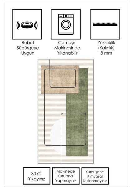 West Home Yıkanabilir Kaymaz Leke Tutmaz Salon Halısı Mutfak Halısı Koridor Halısı Yolluk ve Paspas