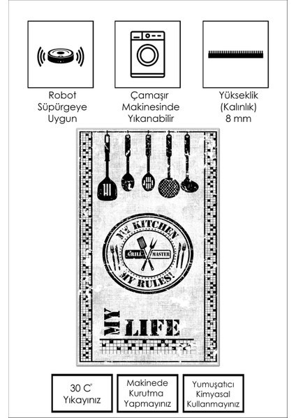 Yıkanabilir Kaymaz Leke Tutmaz Salon Halısı Mutfak Halısı Koridor Halısı Yolluk ve Paspas