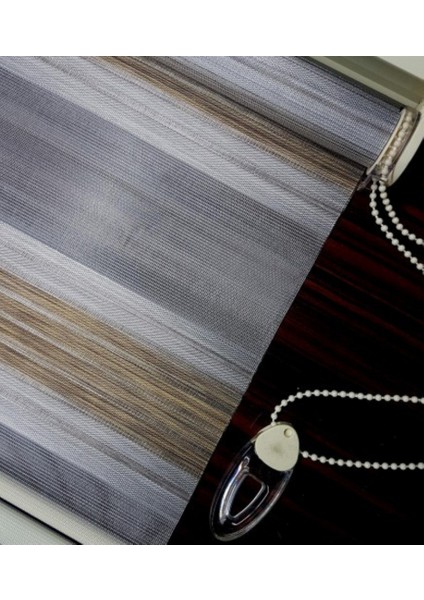 Lux Bambu Keten Plise Renk Geçişli Zebra Stor Perde Alüminyum Kasalı Yüksek Kaliteli - Kahve, Gri fiyatları