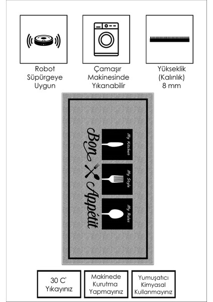 Yıkanabilir Kaymaz Leke Tutmaz Salon Halısı Mutfak Halısı Koridor Halısı Yolluk ve Paspas