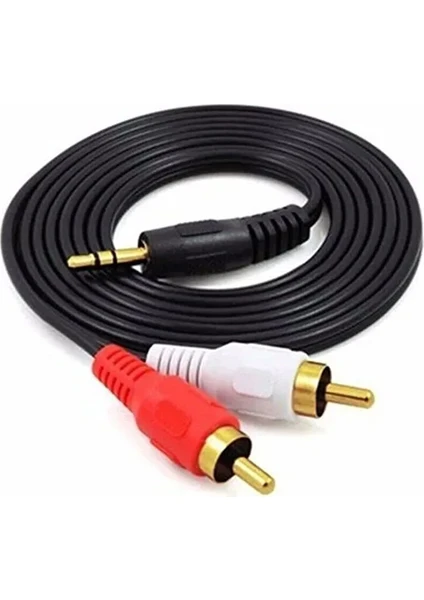 2 Rca Aux Ses Bağlantı Kablosu 3.5mm Stereo ENF-1084 Rca Dönüştürücü Cable Siyah