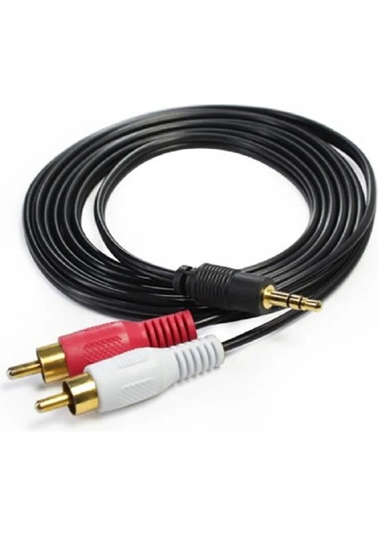 2 Rca Aux Ses Bağlantı Kablosu 3.5mm Stereo ENF-1084 Rca Dönüştürücü Cable Siyah