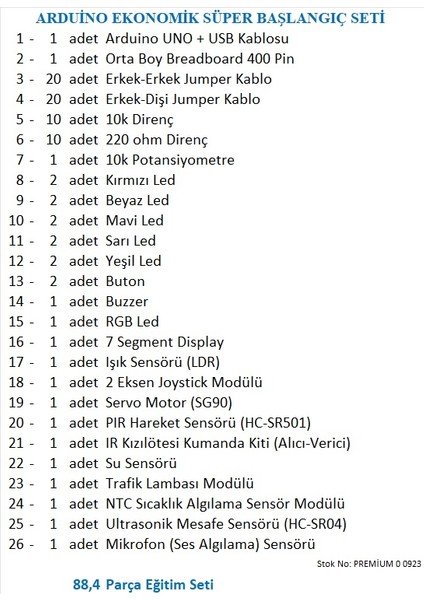 Arduino Ekonomik Süper Başlangıç Seti fiyatları