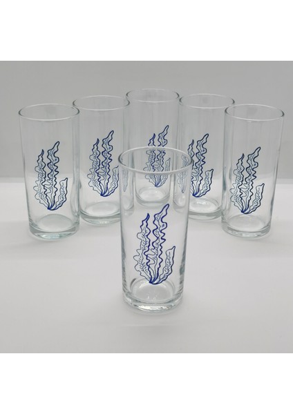 Blue Coral V2 / Mercan Baskılı Paşabahçe Rakı Kadehi Ürününün Kopyası - 6 Adet