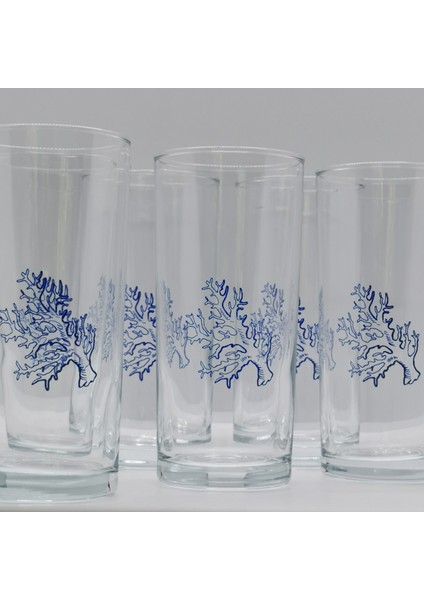 Blue Coral V2 / Mercan Baskılı Paşabahçe Rakı Kadehi Ürününün Kopyası - 6 Adet