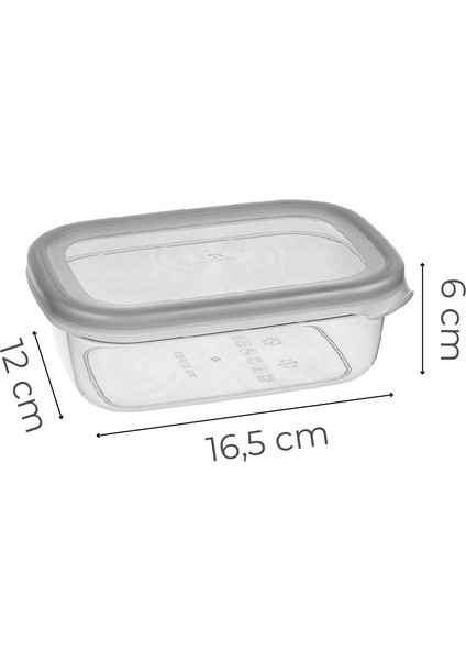 6'lı 0,67 lt Contalı Dikdörtgen Saklama Kabı Seti Serigrafi Etiketli indirimleri