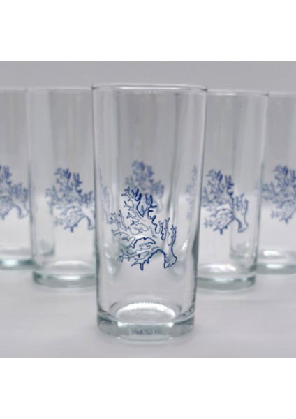 Blue Coral V2 / Mercan Baskılı Paşabahçe Rakı Kadehi Ürününün Kopyası - 6 Adet
