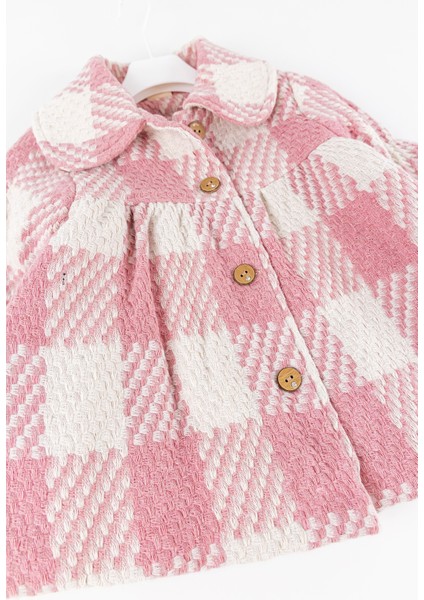 Ekose Desenli Pembe Peluş Astarlı Kız Çocuk Mont modelleri