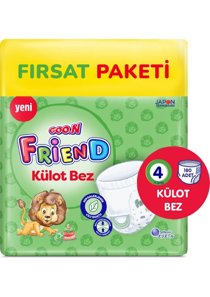 Goo.n Friend 4 Numara Külot Bebek Bezi Ultra Fırsat Paketi - Cilt Dostu - 180 Adet