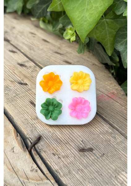 Kalanchoe Çiçeği Dörtlü Mum Kalıbı ( Silikon )