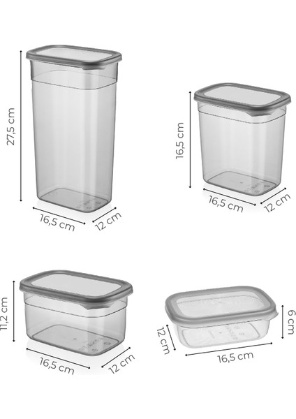 24'lü Contalı Dikdörtgen Saklama Kabı Seti 6x(3,2 2 1,3 0,67 lt) Serigrafi Etiketli indirimleri