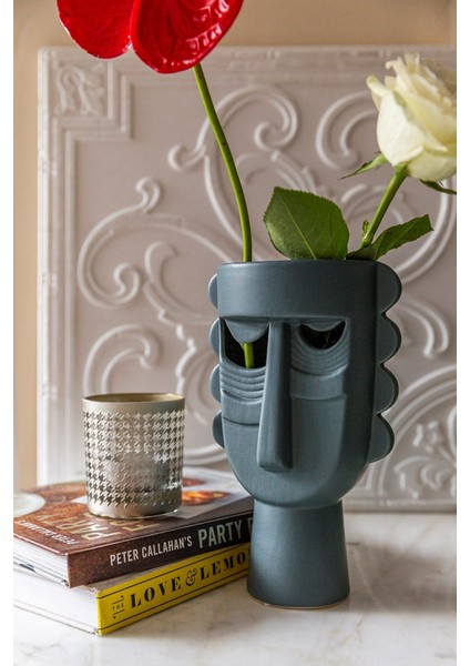 Lüx Art Nordic Mavi Yüzlü Vazo & Biblo (4)