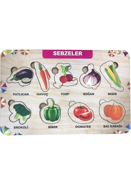 Sebzeler 9 Parça Eğitici Ahşap Puzzle