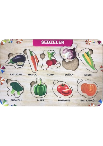 Sebzeler 9 Parça Eğitici Ahşap Puzzle