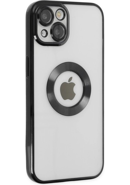 Apple iPhone 14 Plus Kılıf Logo Yeri Açık Metalik Kılıf Şeffaf Silikon