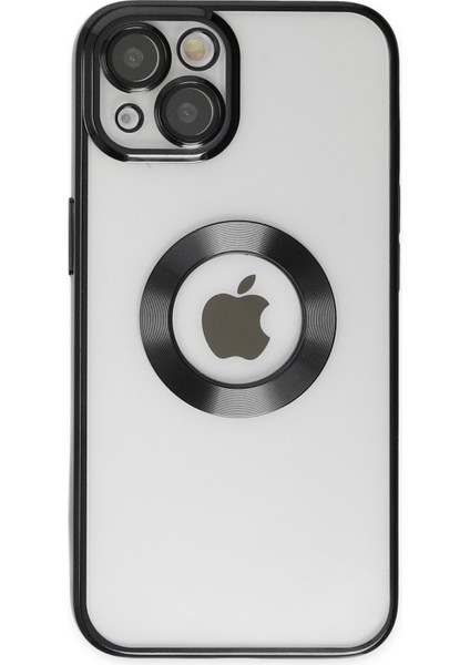 Apple iPhone 14 Plus Kılıf Logo Yeri Açık Metalik Kılıf Şeffaf Silikon