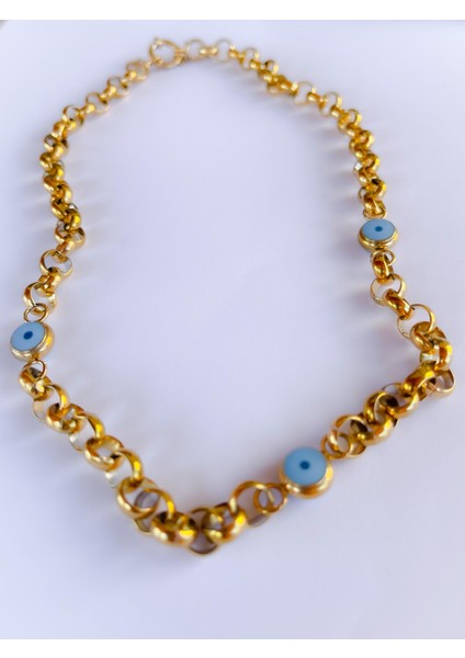 Çelik Kolye Nazar Boncuklu Halka Zincir Kolye Kalın fiyatları